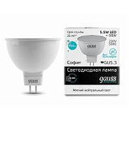 Лампа светодиодная Gauss Elementary MR16 Софит GU5.3 220В 5,5Вт 430Лм 4100К 50х45мм картинка 